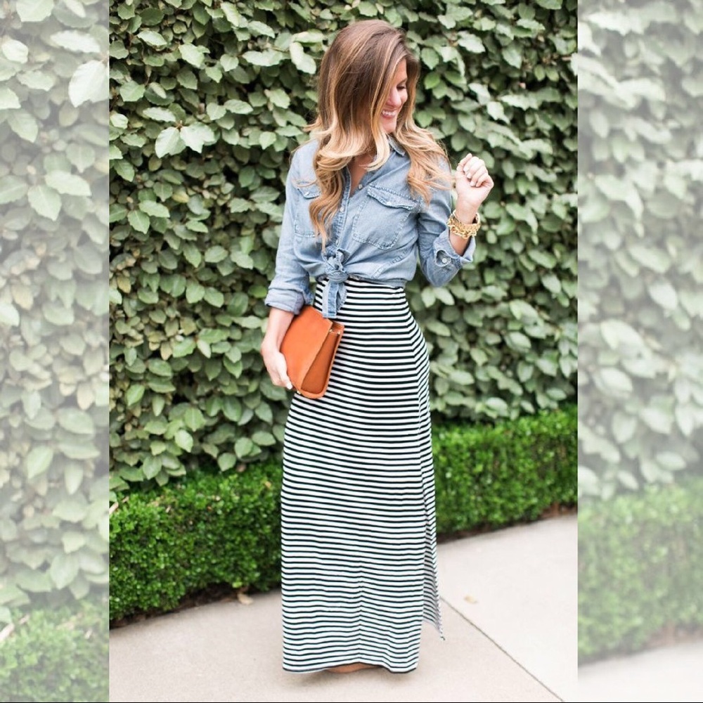 Super Soft B&W Striped Maxi Dress